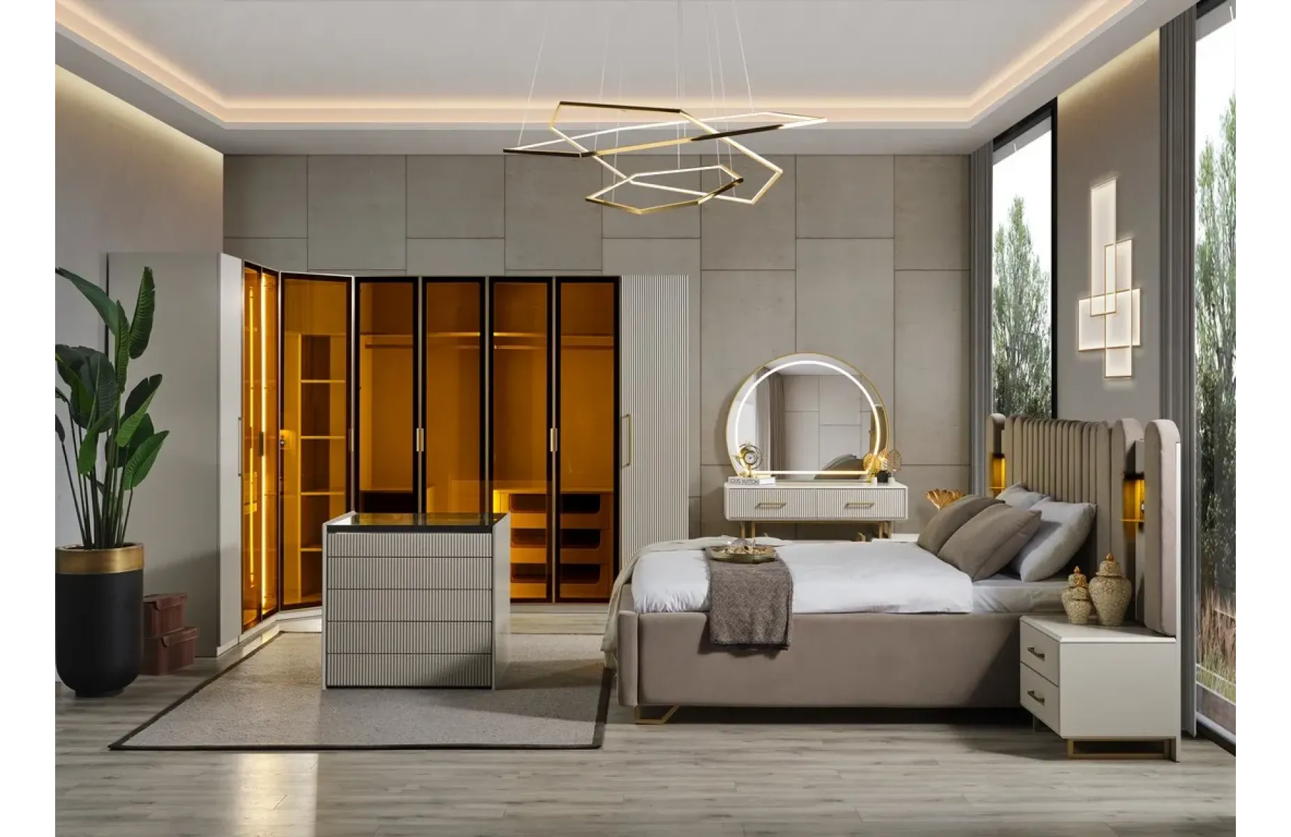 GOLD LİNE GİYİNME ODASI TAKIMI 