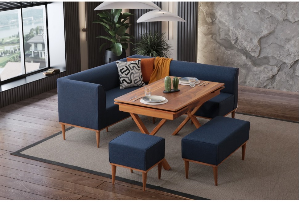 MUNGA MUTFAK KÖŞE TAKIMI LACİVERT (SET)