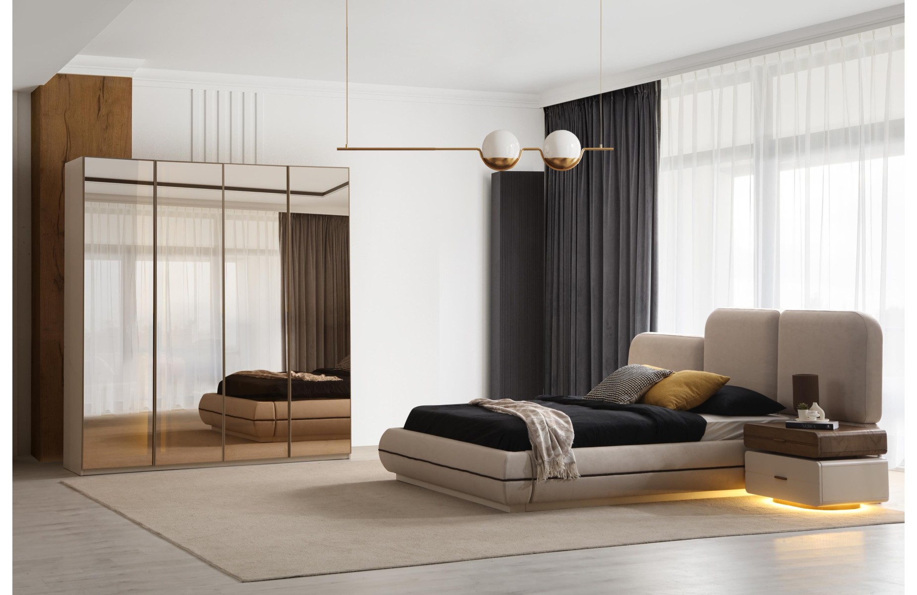 Valencia 2 Kapılı Çekmeceli Reflekte Dolap